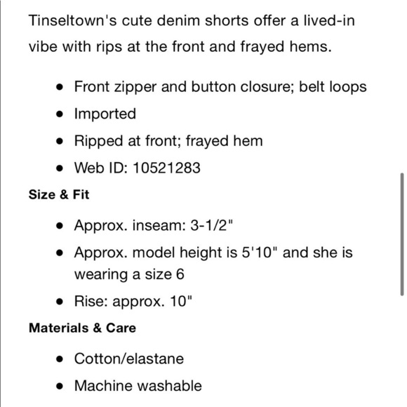 Tinseltown Mom Short Frayed Distressed Denim Jean Hot pants - Picture 3 of 5